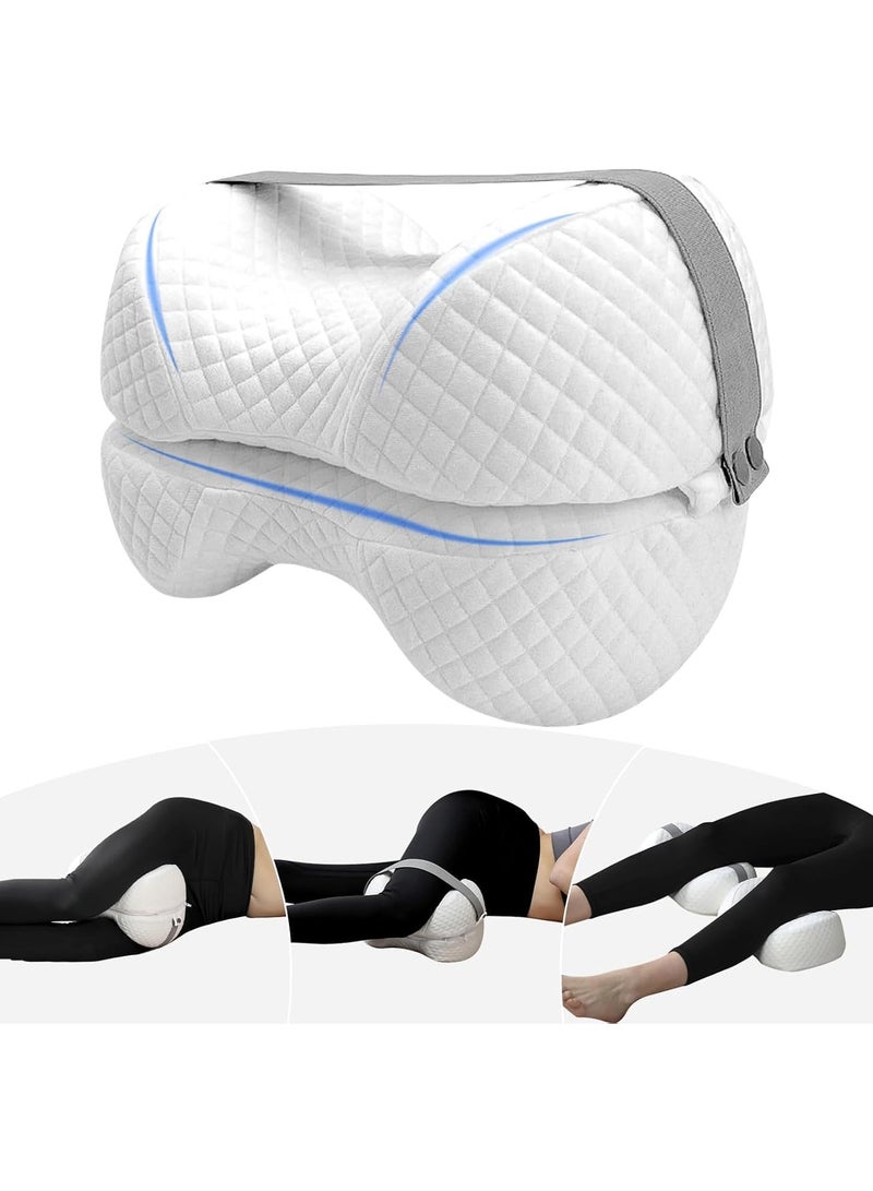 DUNISO Knee Pillow for Side Sleepers,Memory Foam Leg Pillow,,Support Pillow Between The Legs,Adjustable Strap,Comfortable and Durable,Relief for Sciatica, Back, Knees and Joints Pain - Image 1